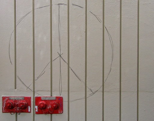 Peace wall with red thing